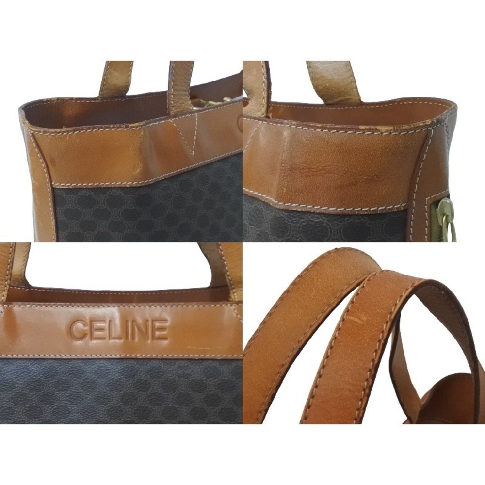 Celine Brown Leather Pattern Bag Macadam Tote - image 6